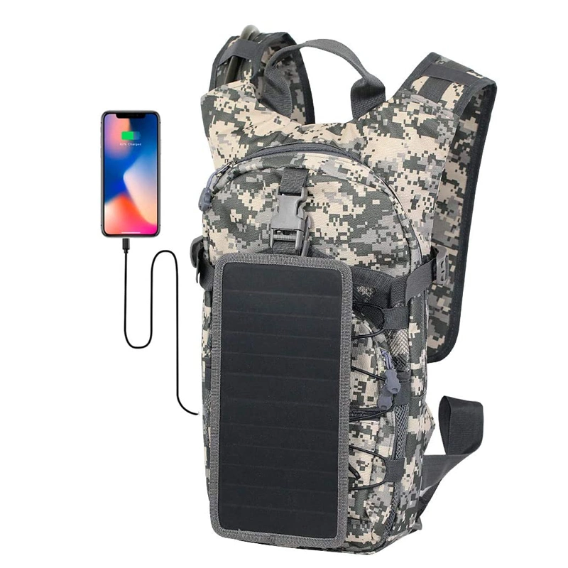 Tactical Hydration Backpack with 2L Water Bladder Solar Powered Backpack Bag