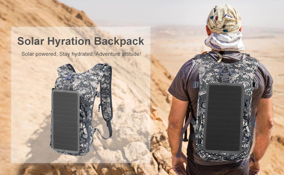 Tactical Hydration Backpack with 2L Water Bladder Solar Powered Backpack Bag